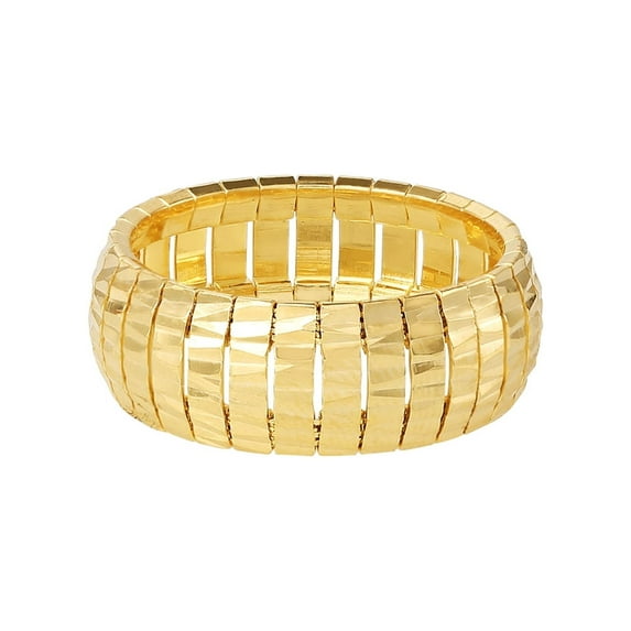 Brilliance Fine Jewelry Women's Sterling Silver 14kt Gold Plated Diamond Cut Everyday Ring, Size 8