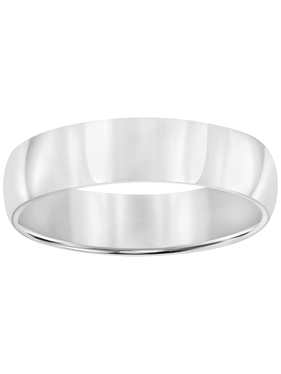 Sterling Silver 5mm Men's Comfort Fit Polished Wedding Band