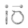 thumbnail image 1 of Brilliance Fine Jewelry Sterling Silver Ball Stud and Hoop Earring Set, 1 of 3