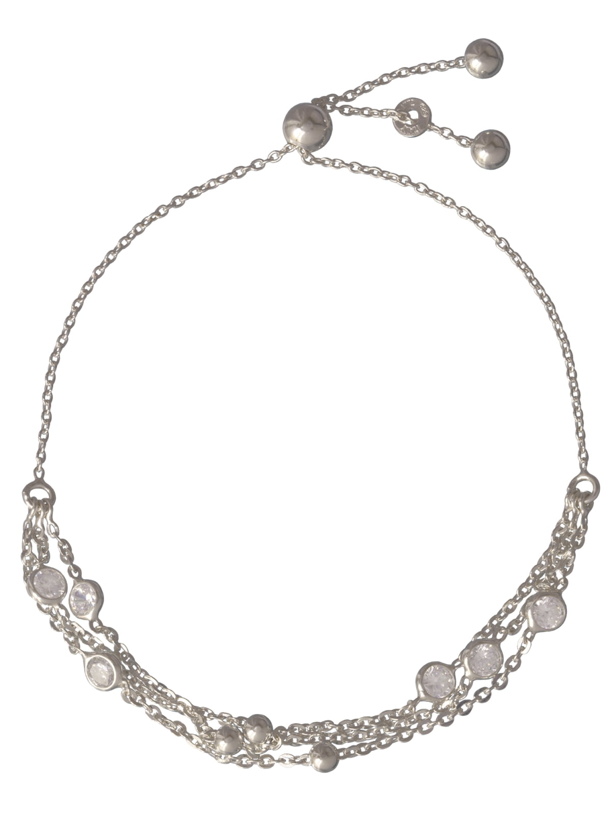 Brilliance Fine Jewelry Sterling Silver Bead Cubic Zirconia Adjustable