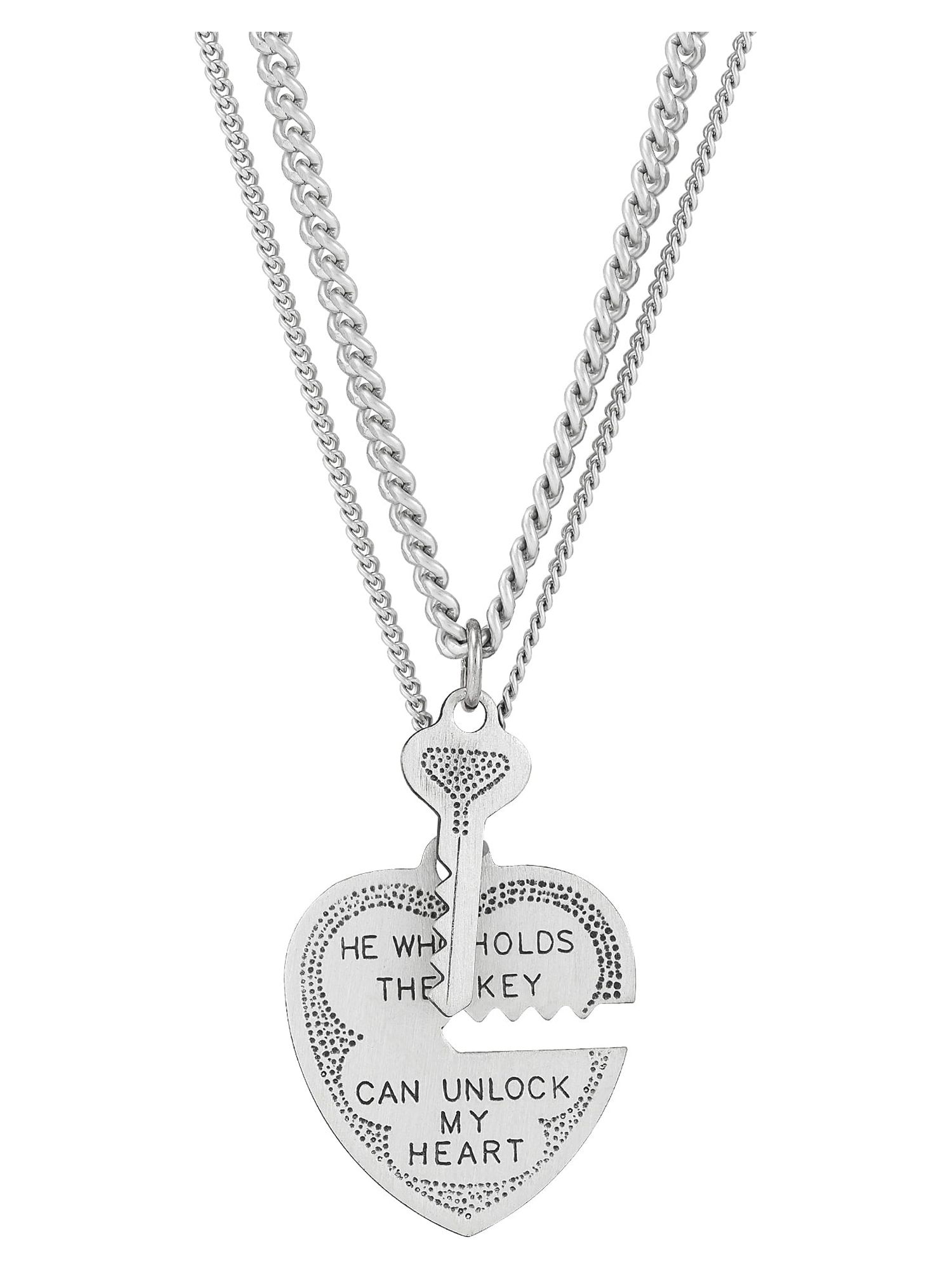 Brilliance Fine Jewelry Sterling Silver Breakable Heart Key Pendant Necklace Set,18" - image 1 of 11