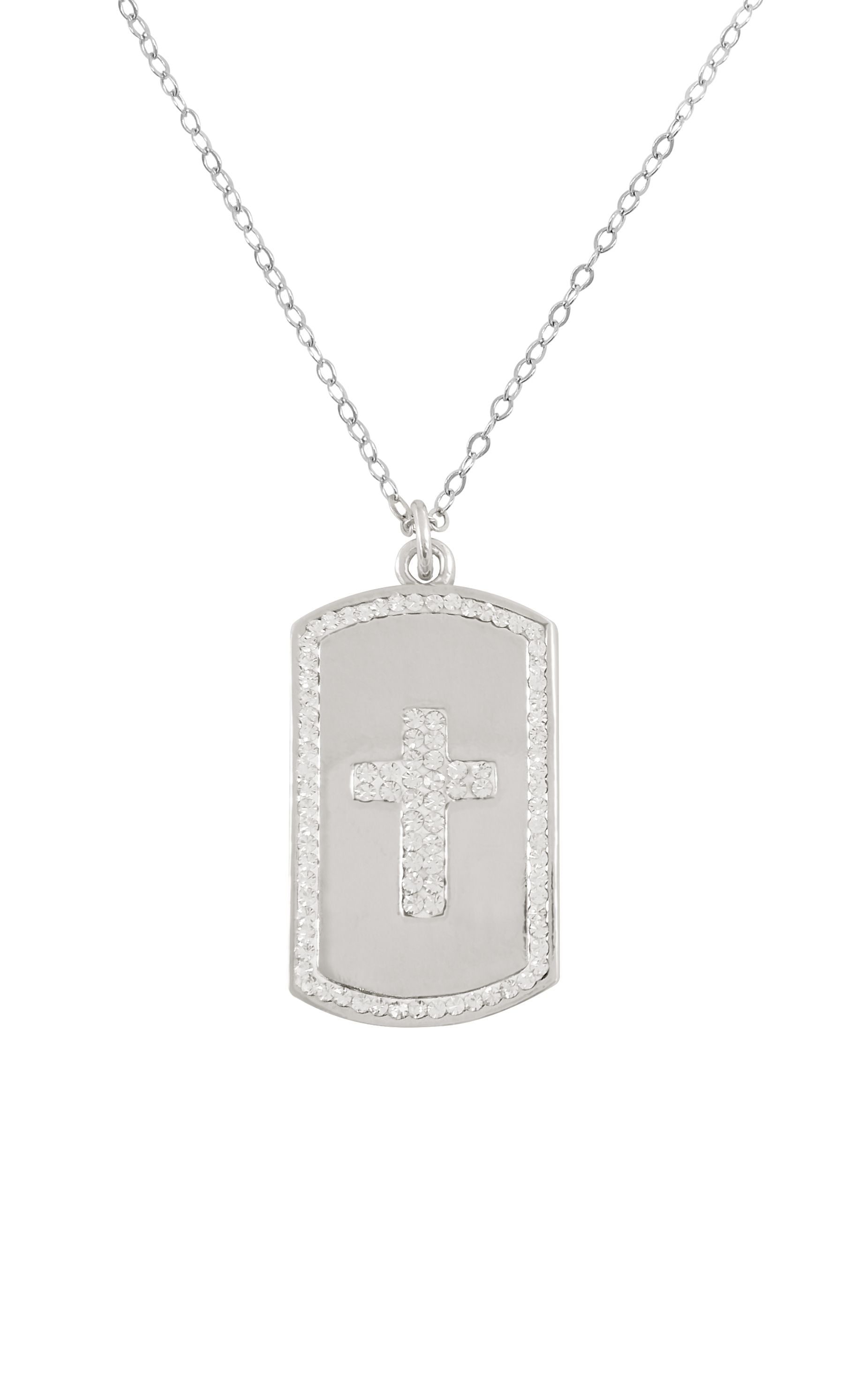 Brilliance Sterling Silver Cross Pendant Necklace with Austrian Crystals and Adjustable 18-inch Chain