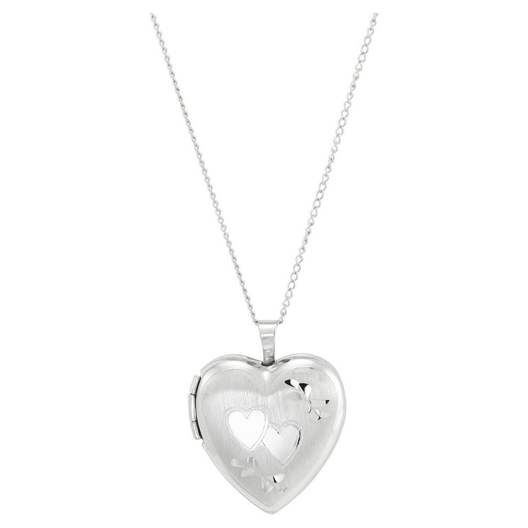 Sterling Silver Engraved Heart Locket Necklace
