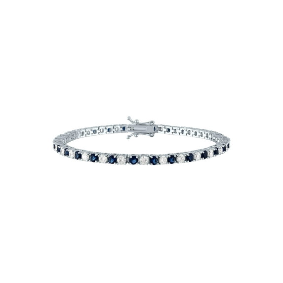 Brilliance Fine Jewelry Sterling Silver Plated Simulated Sapphire and CZ Tennis Bracelet