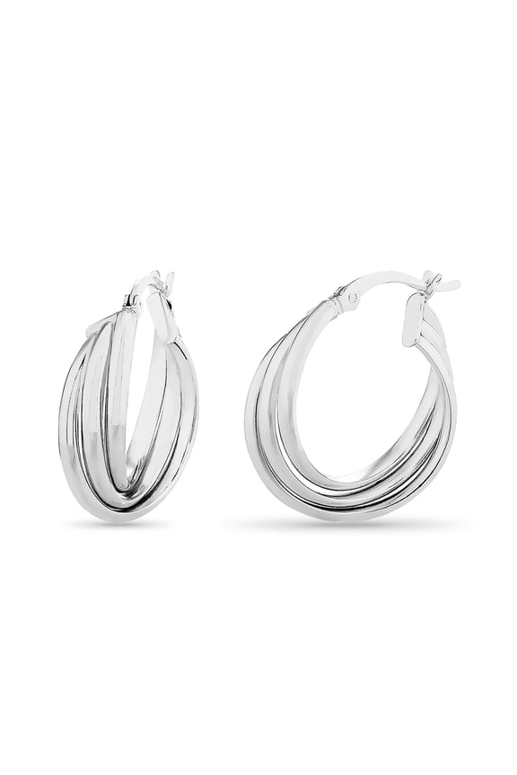 Sterling Silver Polished Triple Hoop Earrings