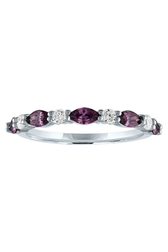 Sterling Silver Simulated Amethyst Marquise Band