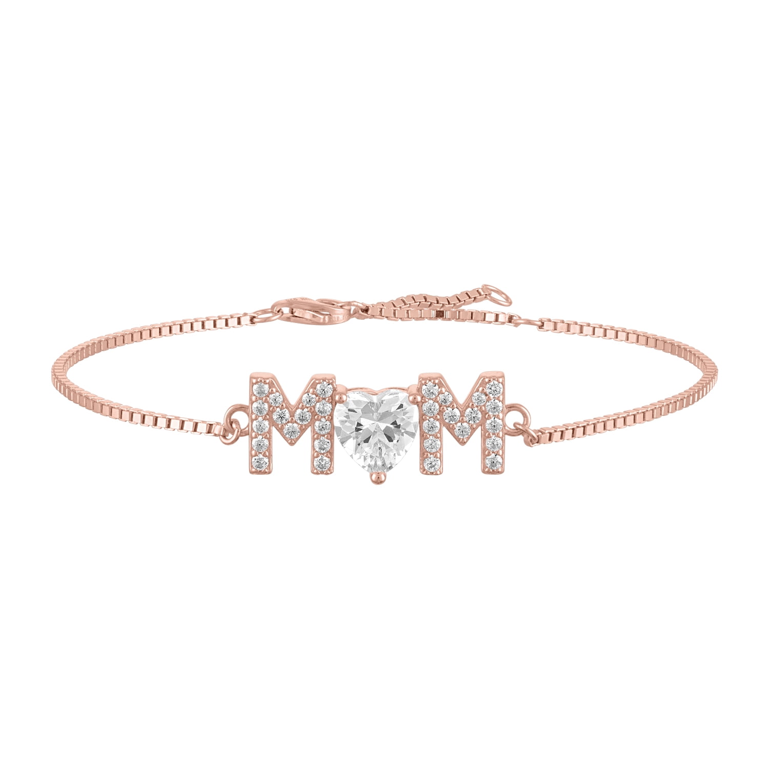 Brilliance Fine Jewelry Sterling Silver Simulated Diamond Mom Adjustable Bracelet