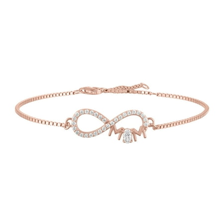 Brilliance Fine Jewelry Sterling Silver Simulated Diamond Mom Infinity Adjustable Bracelet
