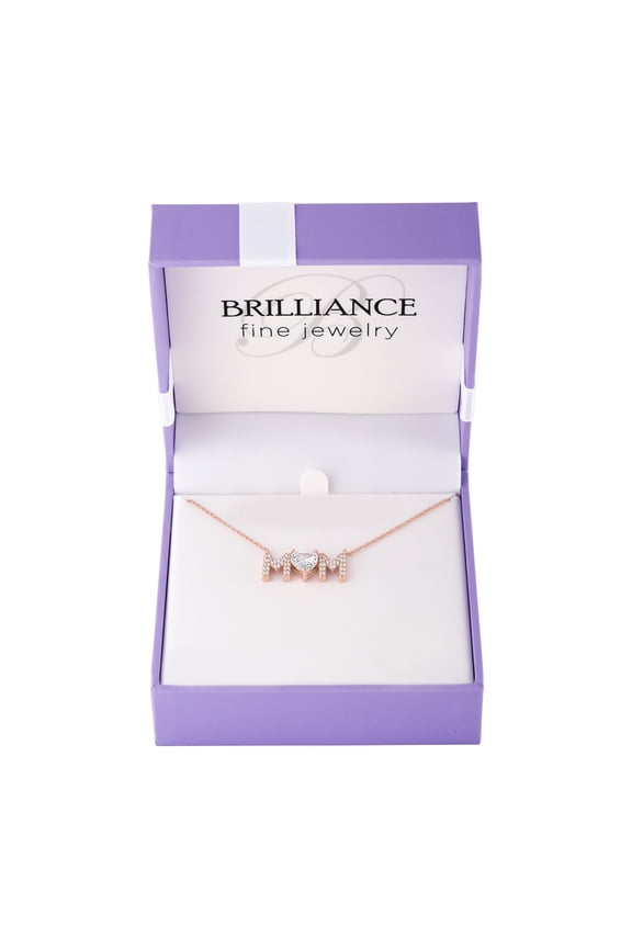 Ladies Brilliance Fine Jewelry 14 Kt Gold Plated Simulated Diamond Mom Pendant, 18"