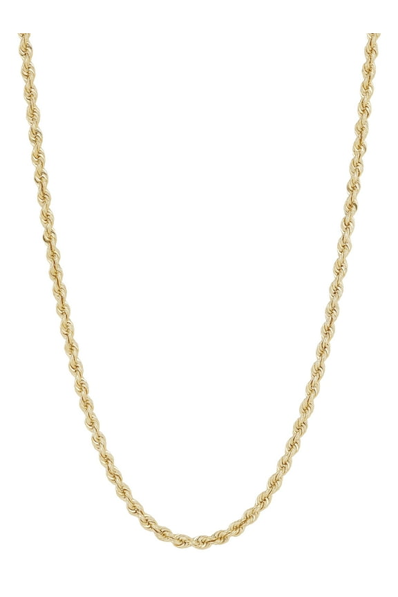 Sterling Silver and 1/20 10K Gold 2.40MM Hollow Rope Necklace, 20"
