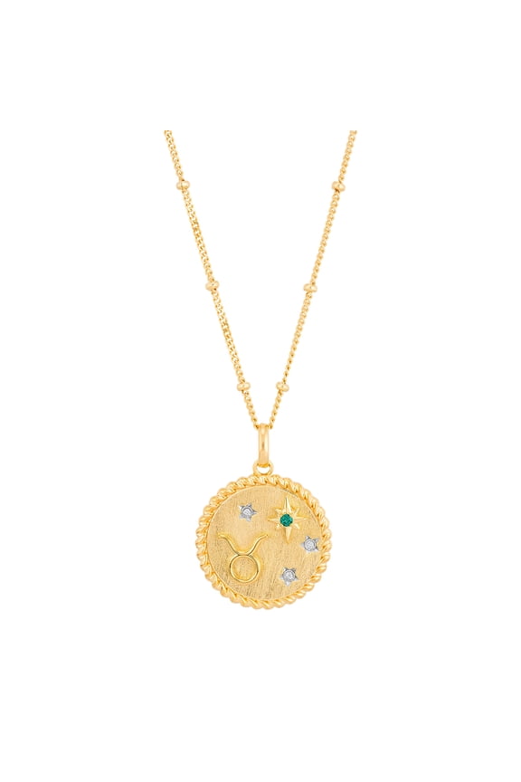 Taurus Symbol Pendant in Sterling Silver and 14K Gold Plate,20"