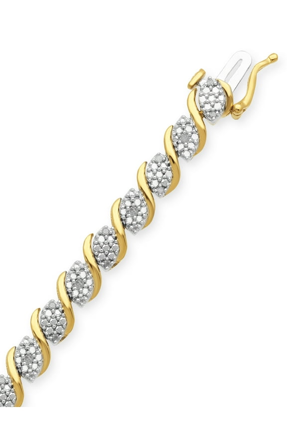 1/2ct Diamond Tennis Bracelet in Yellow Gold Plated Sterling Silver