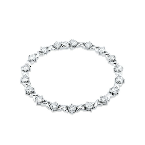 Brilliance Fine Jewelry Tennis Bracelet with Round Simulated Diamond in Sterling Silver For Women