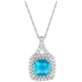 thumbnail image 1 of Ladies Brilliance Fine Jewelry Sterling Silver Blue Topaz & CZ Pendant, 18", 1 of 1