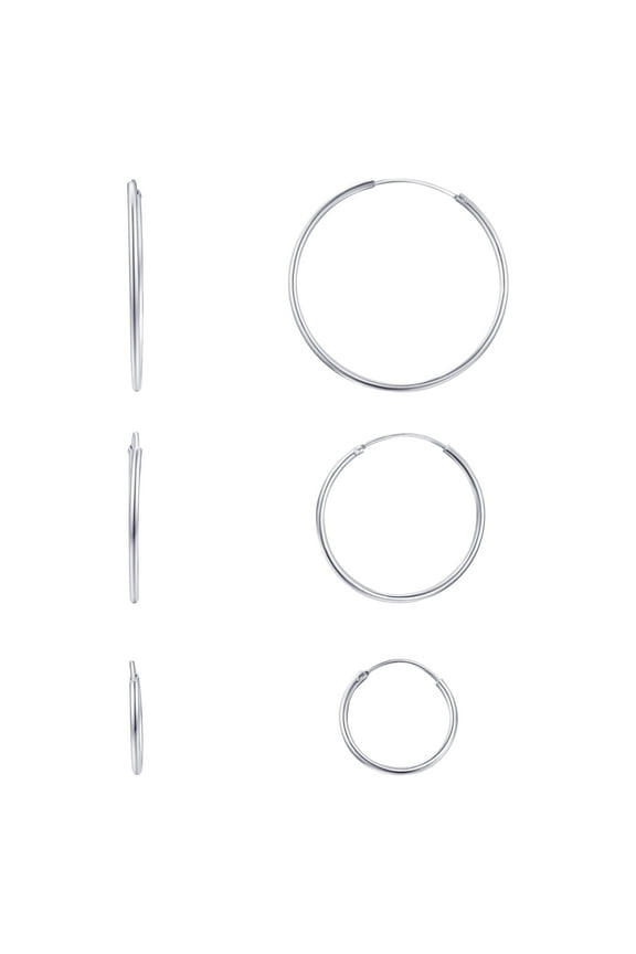 Trio Set of Endless Hoops in Sterling Silver