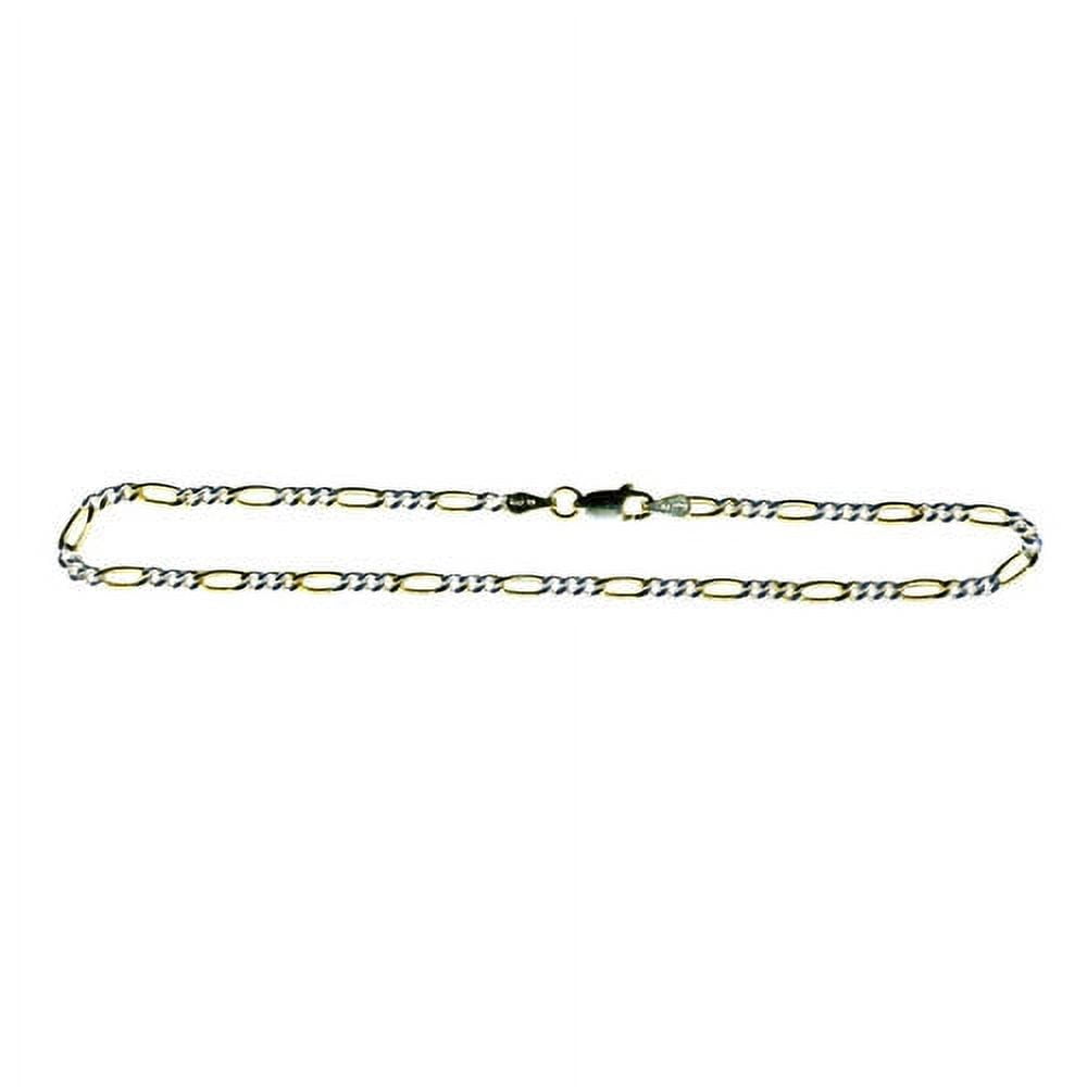 Brilliance Fine Jewelry Two-Tone Figaro Anklet, 39G, 925 Sterling Silver, 10 in, 3+1