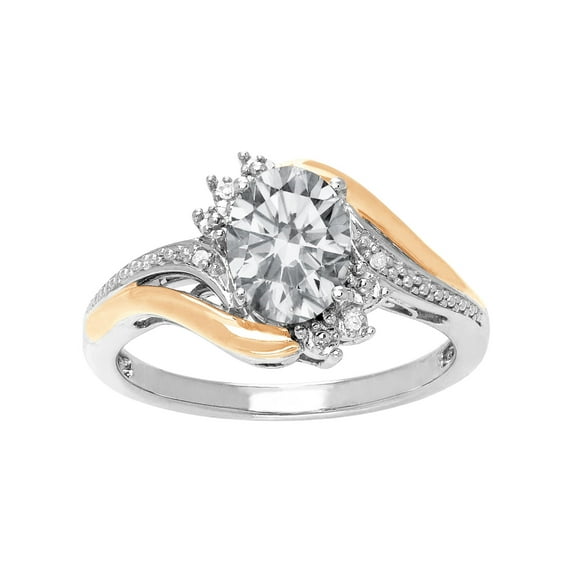 Brilliance Fine Jewelry White Topaz Diamond Accent Ring in Sterling Silver and 10K Yellow Gold