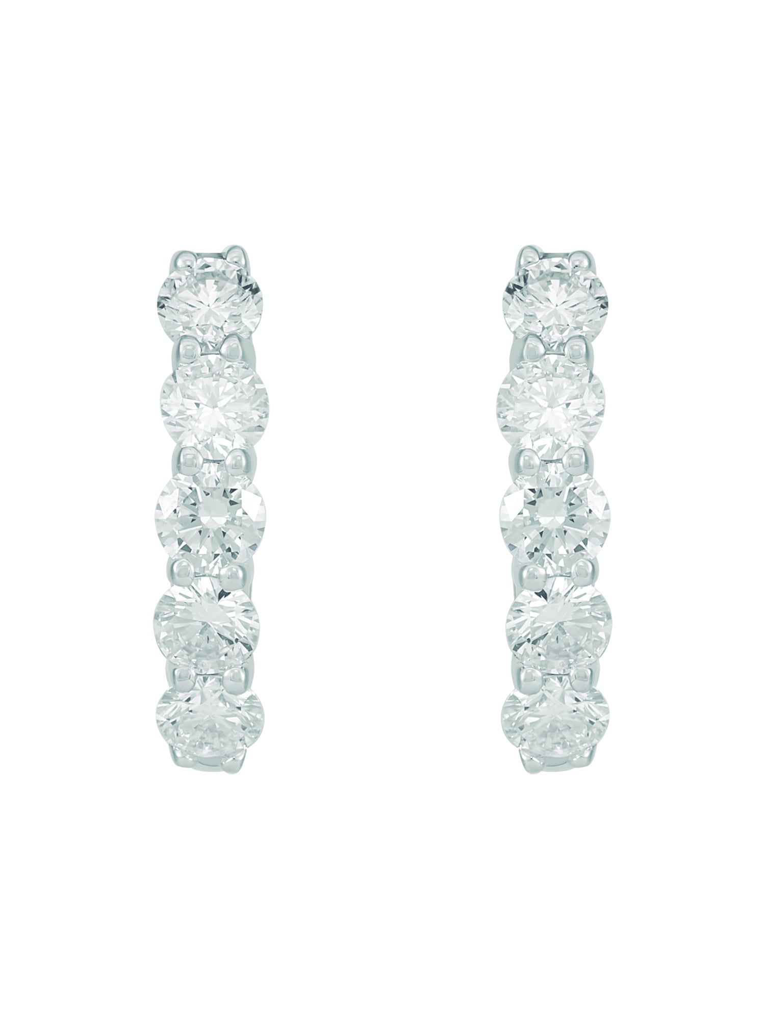 Brilliance Fine Jewelry Women's 1 CTTW Lab Grown Diamond Oval Hoop Earrings in Sterling Silver