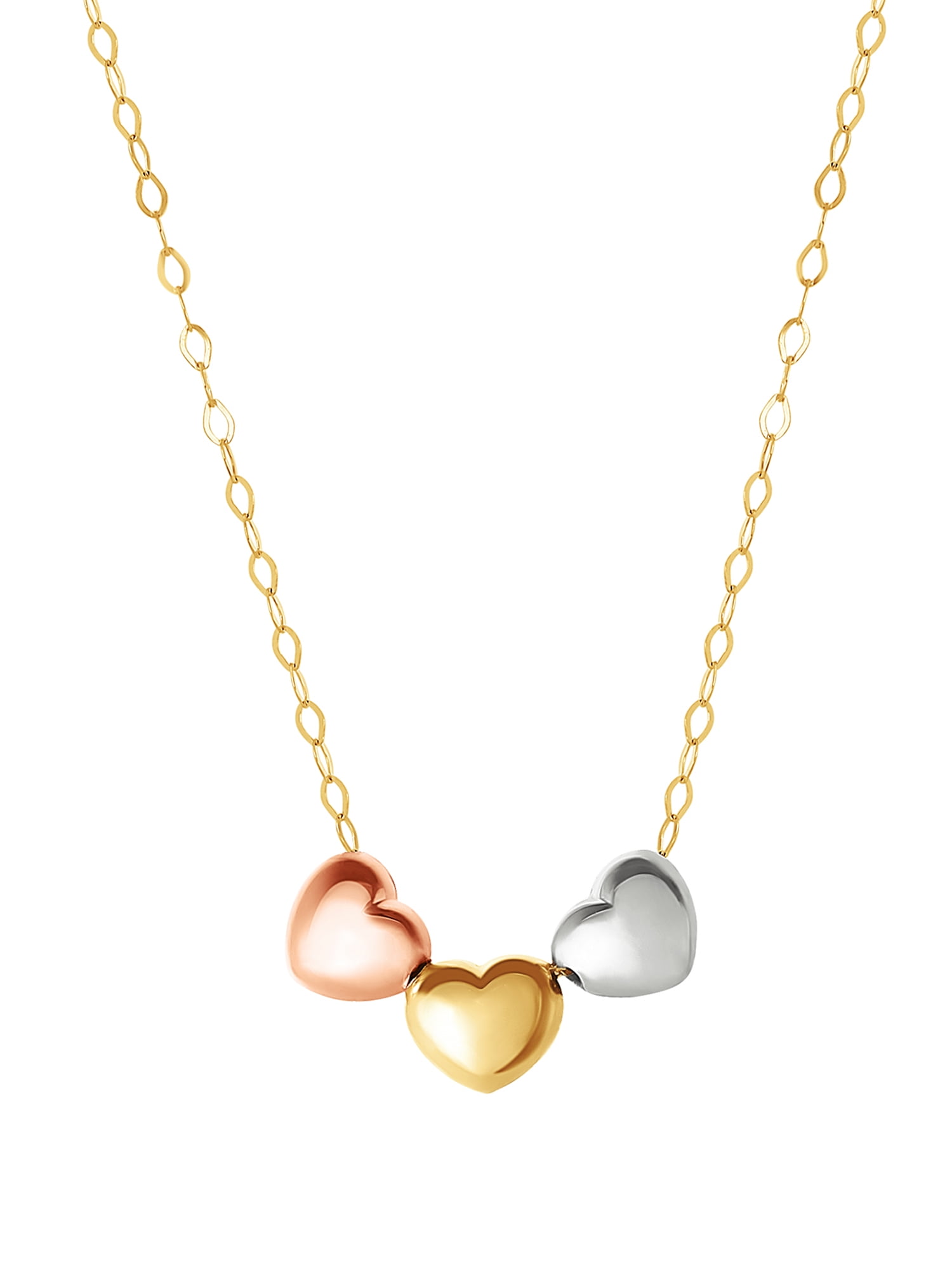 Brilliance Fine Jewelry Women's 10kt Gold Puff Heart Necklace, 17"