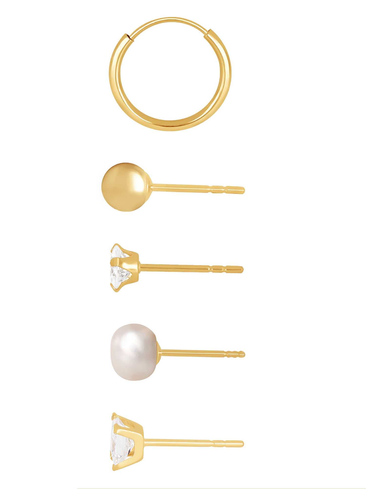 Brilliance Fine Jewelry Women's 10kt Gold Singlet Earring Set, 5 Pieces