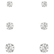Brilliance Fine Jewelry Women's 10kt White Gold Cubic Zirconia Stud Earrings Set, 3/4/5mm