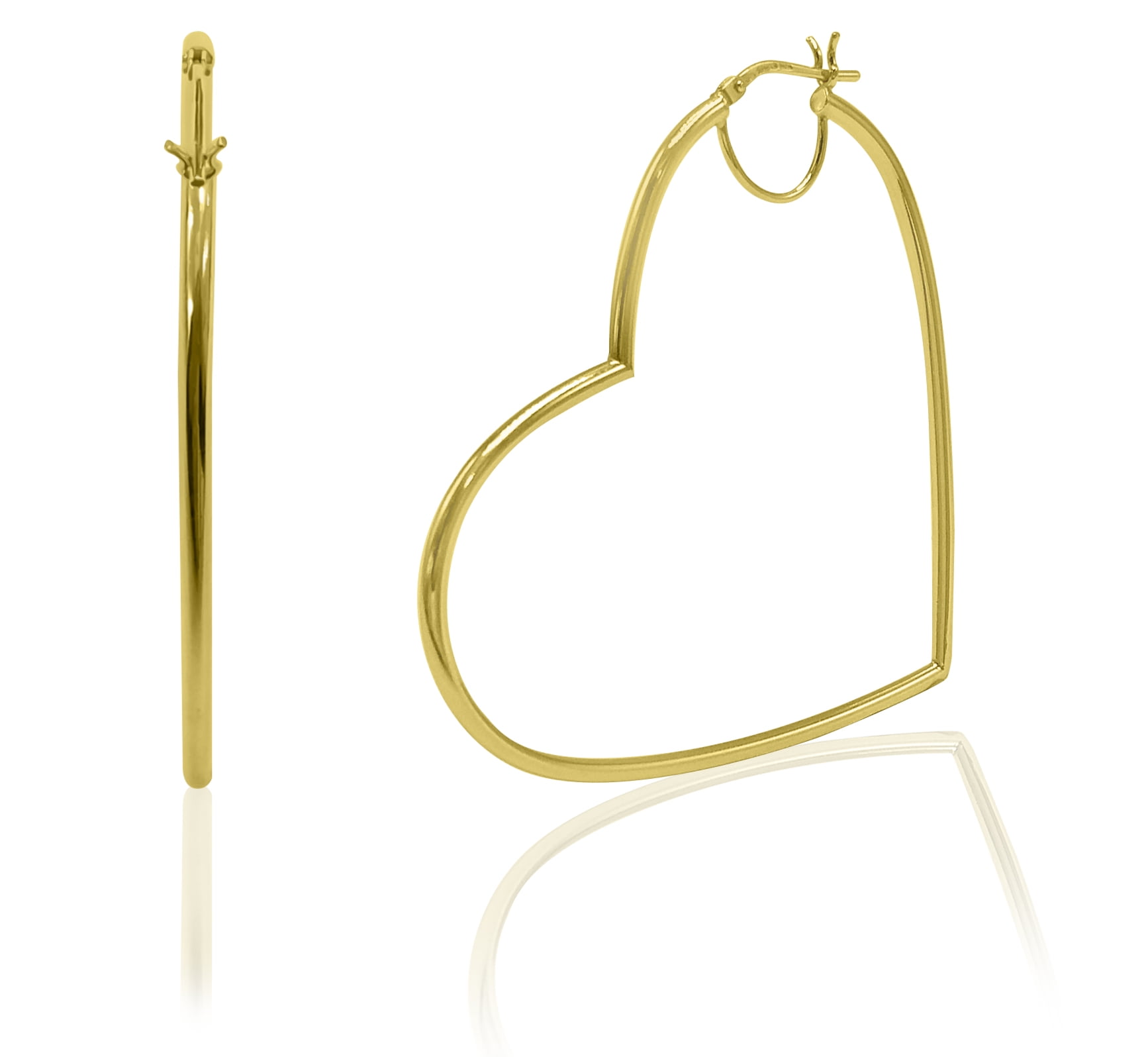 Brilliance Fine Jewelry Women's 14K Gold Plated Sterling Silver High Polished Heart Adults Earrings