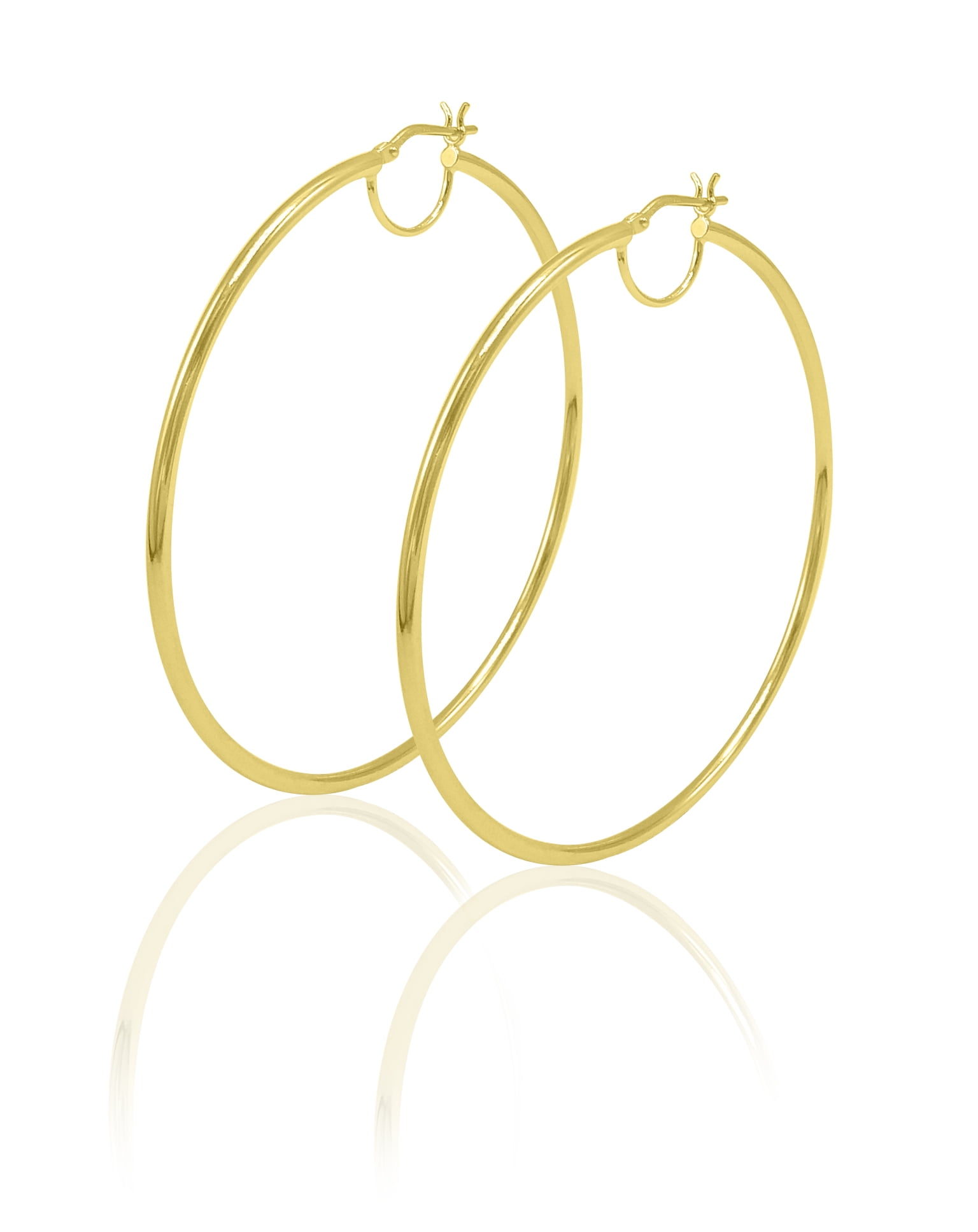 Brilliance Fine Jewelry Women's 14K Gold Plated Sterling Silver High Polished Large Round Tube Adults Earrings