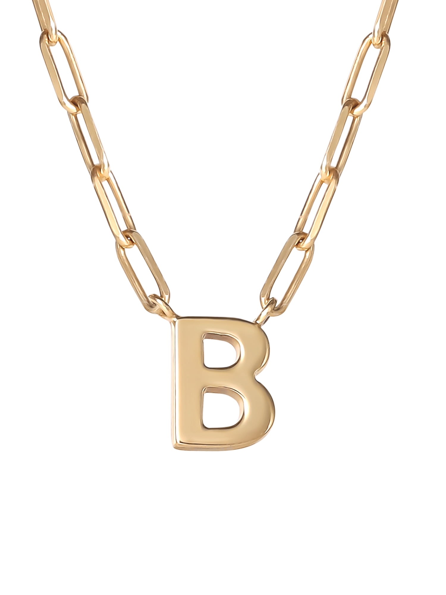 Brilliance Fine Jewelry Women’s 14K Gold Plated Sterling Silver Initial Paperclip Necklace, 18" Chain