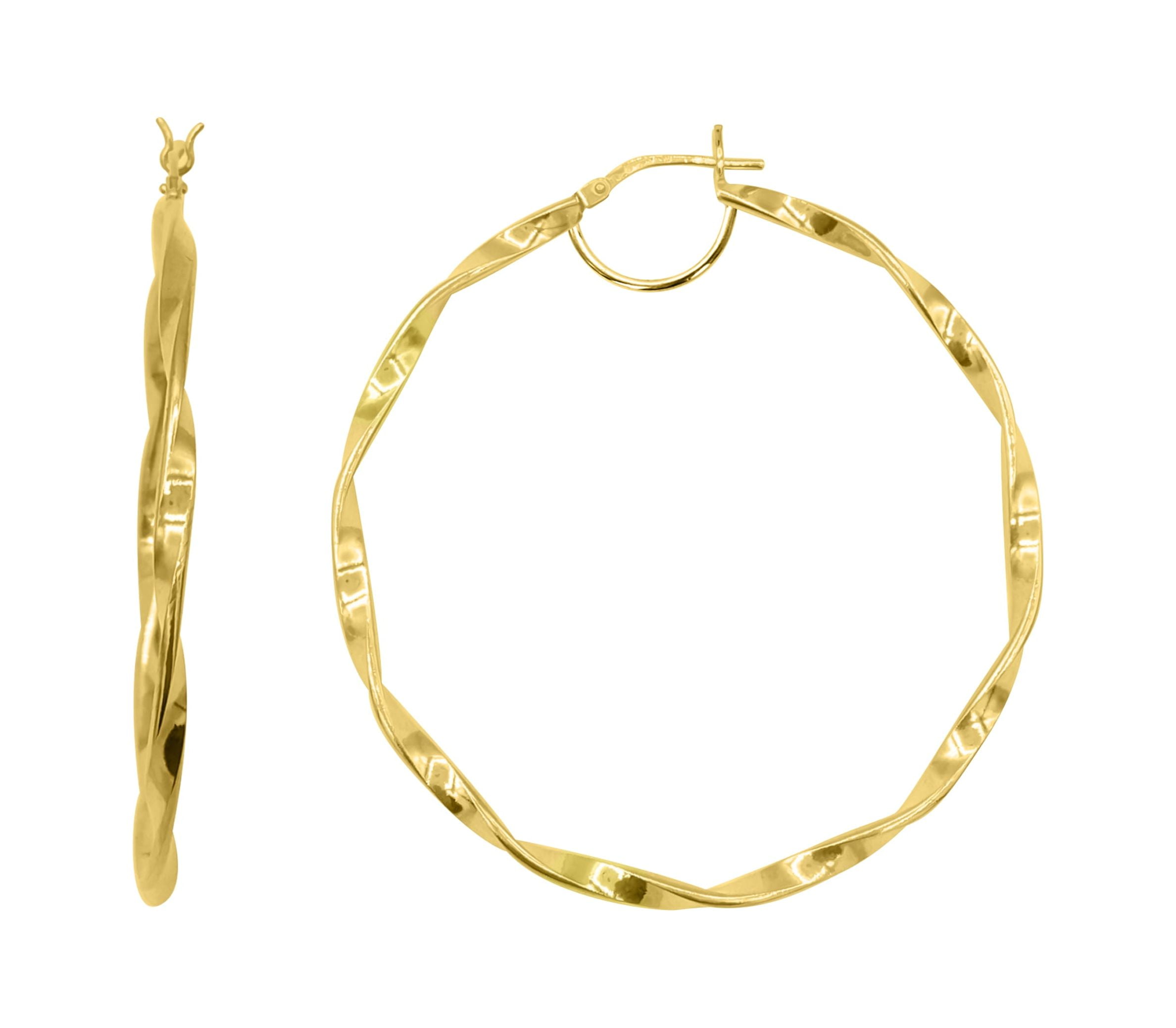 BRILLIANCE FINE JEWELRY Women's 14K Gold Plated Sterling Silver Twist Round Adults Hoop Earrings