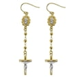 thumbnail image 1 of Brilliance Fine Jewelry Women's 14K Gold Plated Sterling Silver Two-Tone Rosary Adults Earrings, 1 of 2