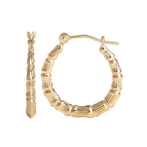 Brilliance Fine Jewelry Women’s 14K Yellow Gold Bamboo Hoop Earrings
