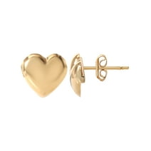 Brilliance Fine Jewelry Women’s 14K Yellow Gold Heart Stud Earrings