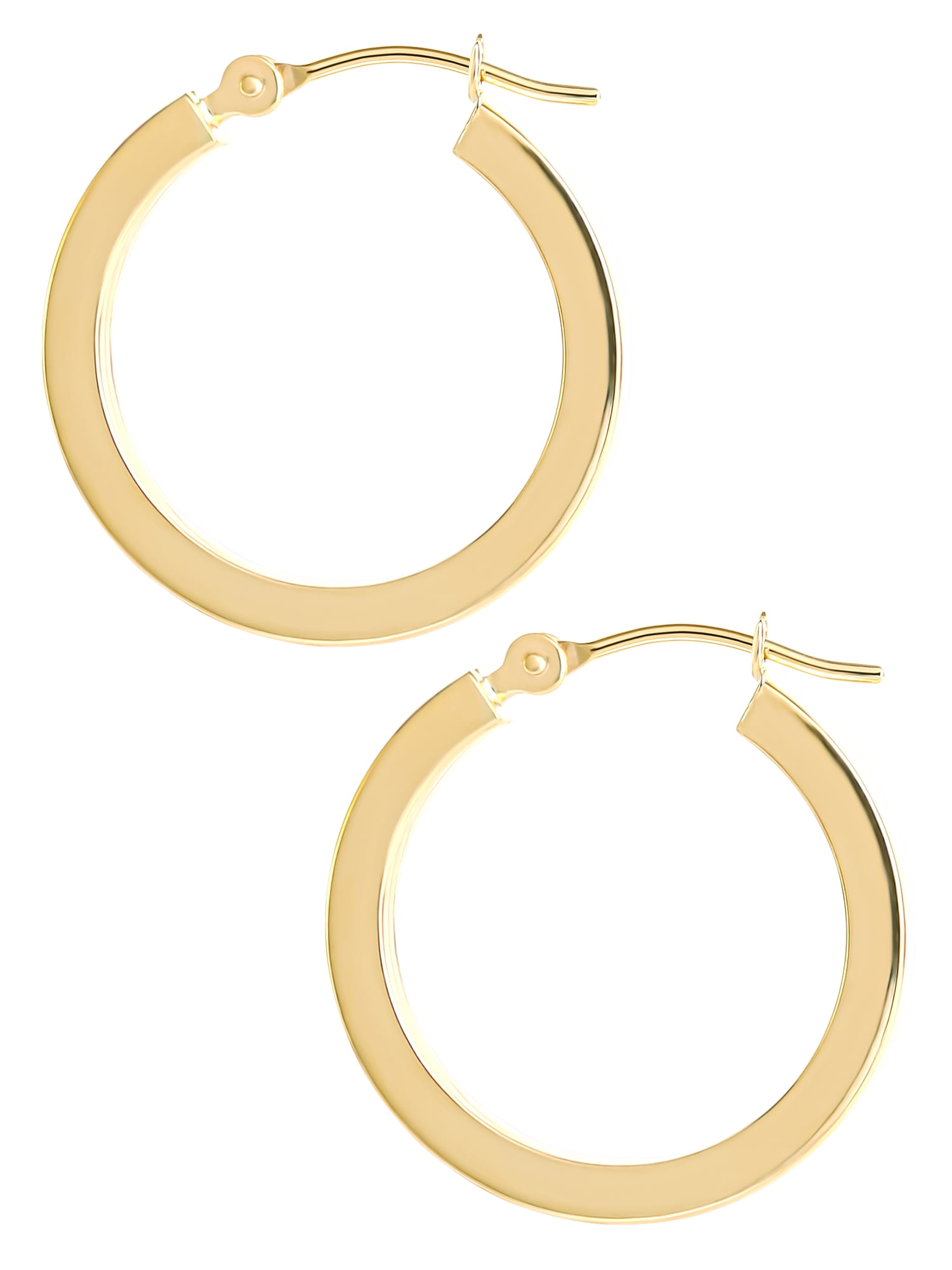 Brilliance Fine Jewelry Women’s 14K Yellow Gold Square Tube Hoop Earrings