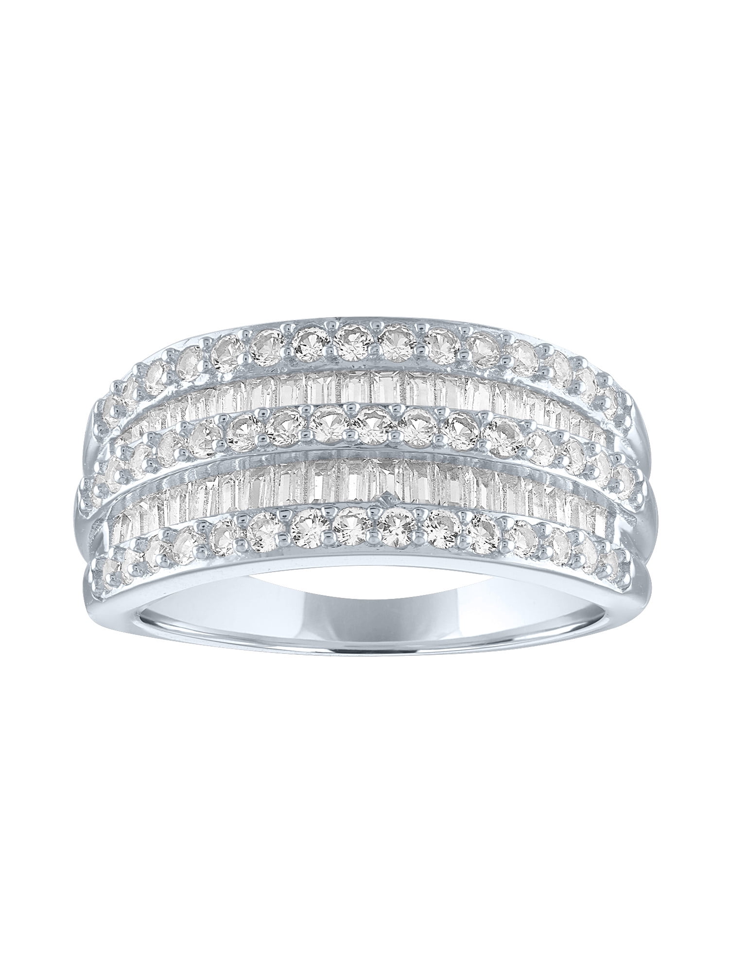 Ladies Brilliance Fine Jewelry Women's Created White Sapphire Sterling Silver Band