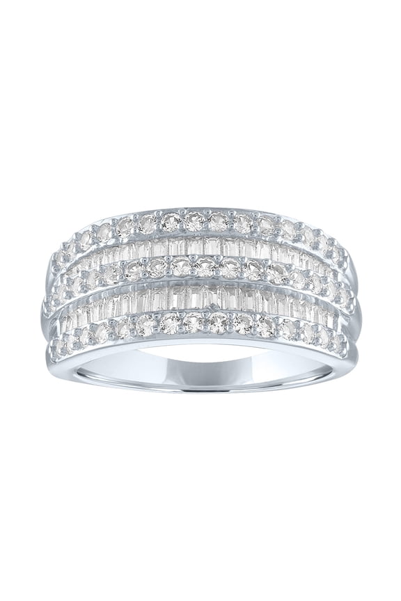 Ladies Brilliance Fine Jewelry Women's Created White Sapphire Sterling Silver Band
