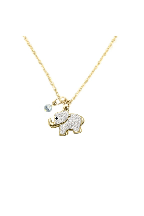 Women's Crystal Elephant Necklace in 14KT Gold Plated Sterling Silver