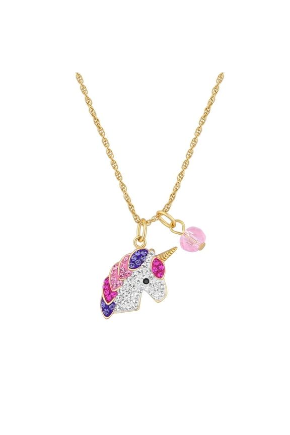 Women's Crystal Unicorn Necklace in 14KT Gold Plated Sterling Silver