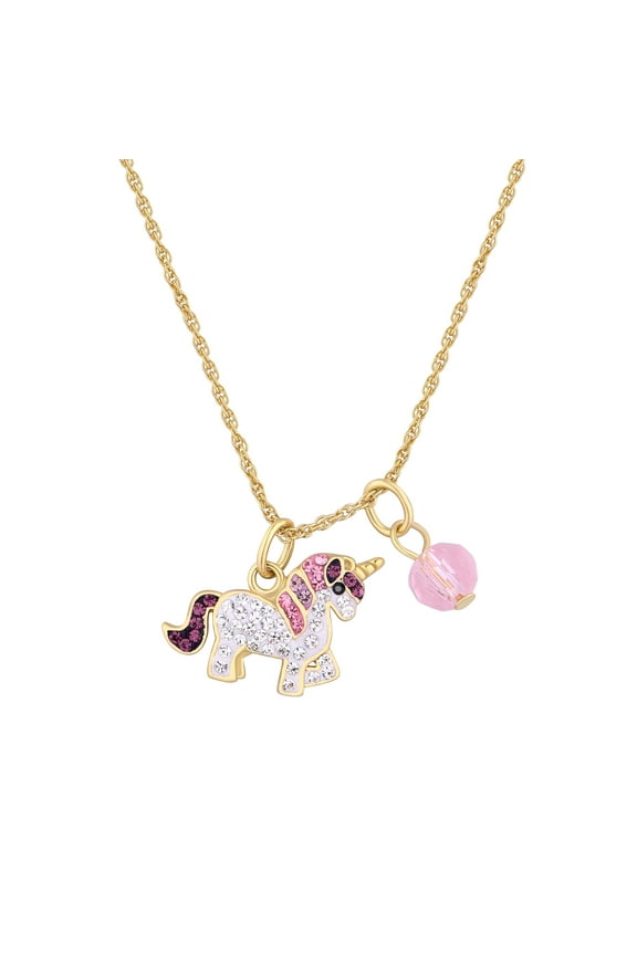 Women's Crystal Unicorn Necklace in 14KT Gold Plated Sterling Silver