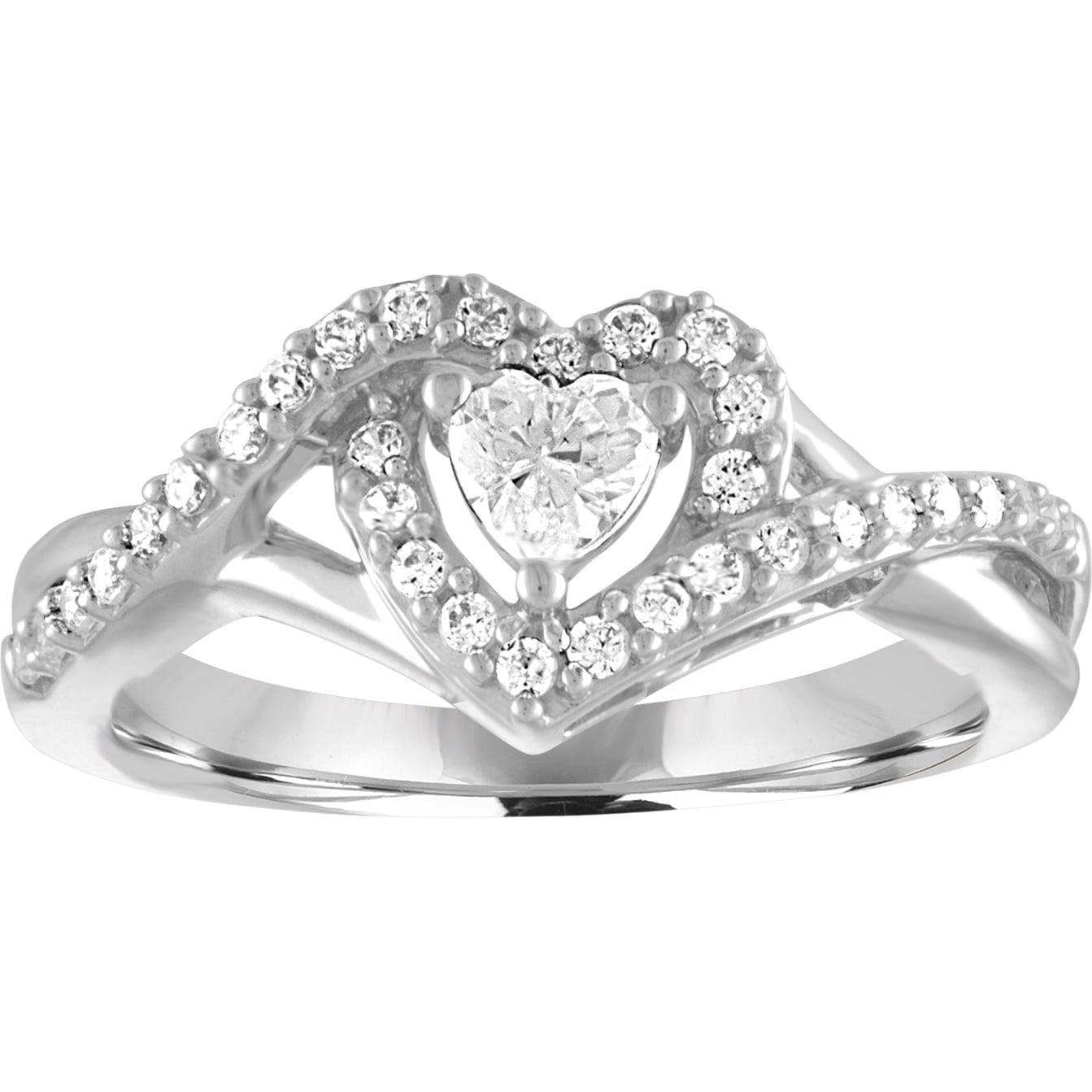 Diamond Double Heart Ring in Sterling Silver | eBay