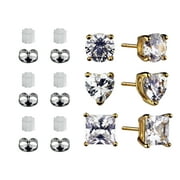 Brilliance Fine Jewelry Womens Multi Shape Simulated Diamond Earring Set in 14KT Gold Plated Sterling Silver