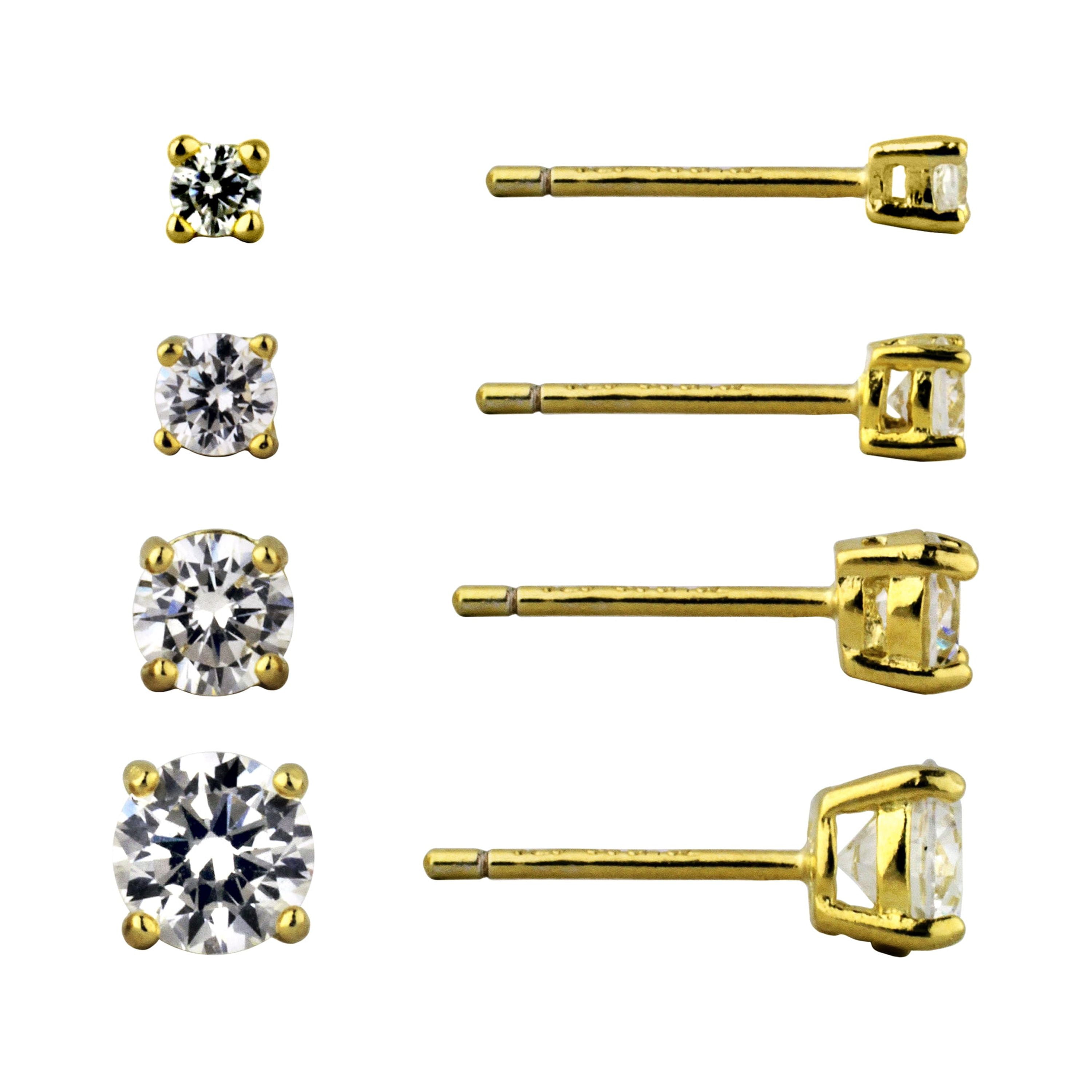 Brilliance Fine Jewelry Women's Simulated Diamond 4 Pair Round Earring