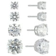 thumbnail image 1 of Brilliance Fine Jewelry Women's Simulated Diamond 4 Pair Round Earrings in Sterling Silver, 1 of 3