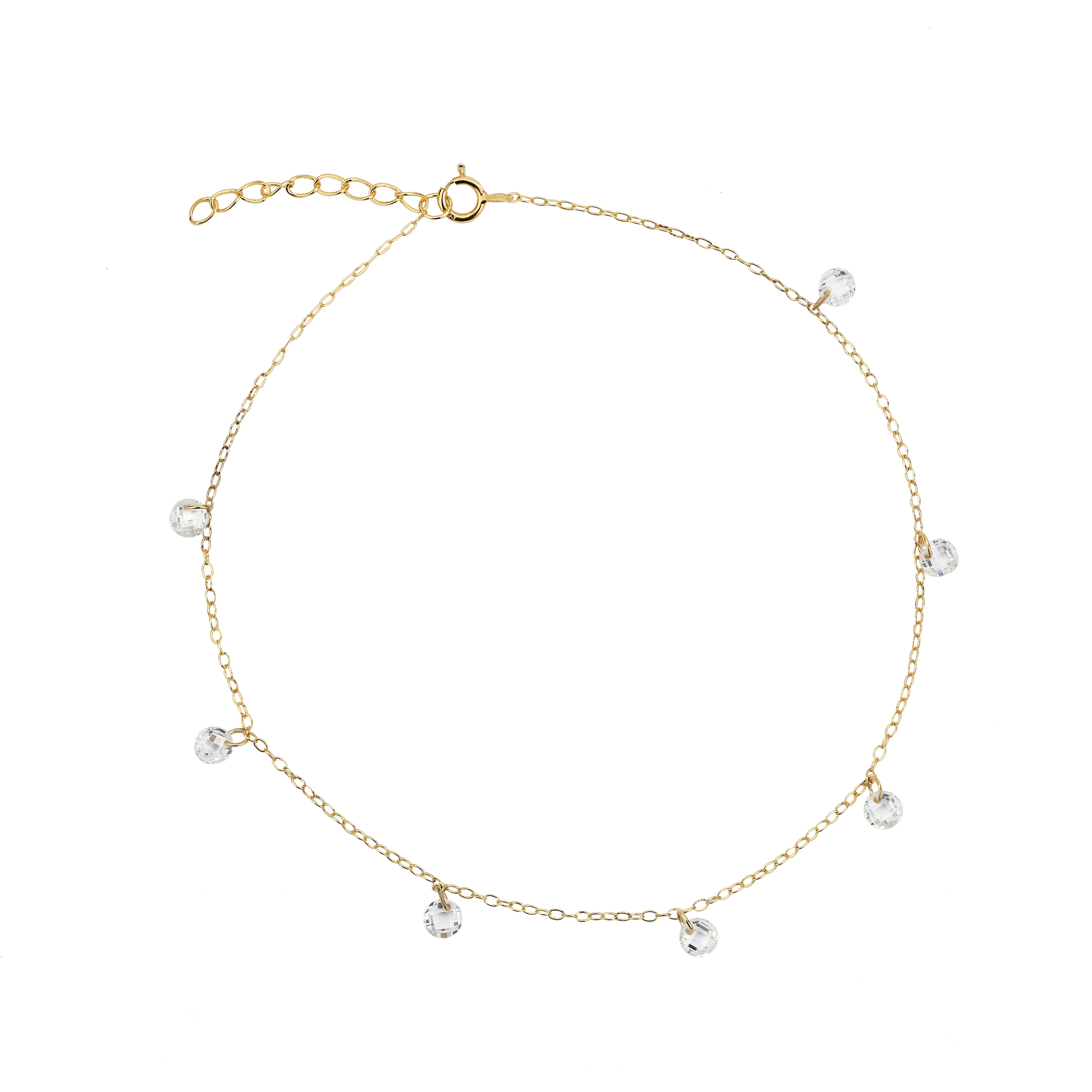 Brilliance Fine Jewelry Women's Simulated Diamond Anklet in 14KT Gold Plated Sterling Silver