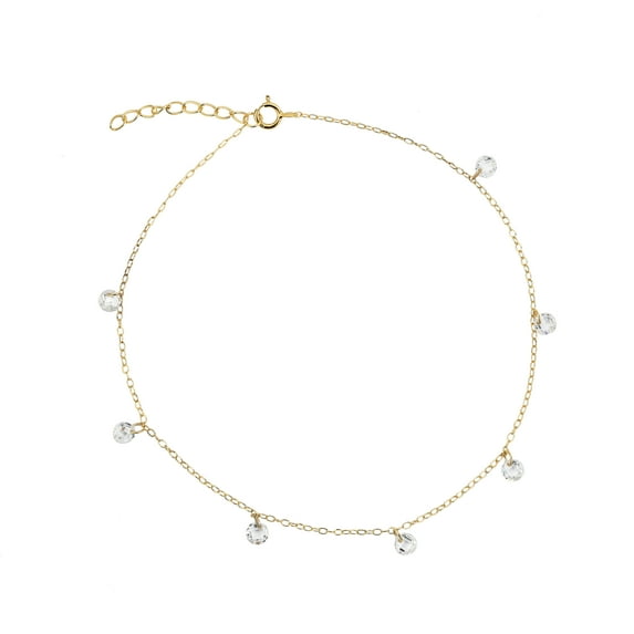 Brilliance Fine Jewelry Women's Simulated Diamond Anklet in 14KT Gold Plated Sterling Silver