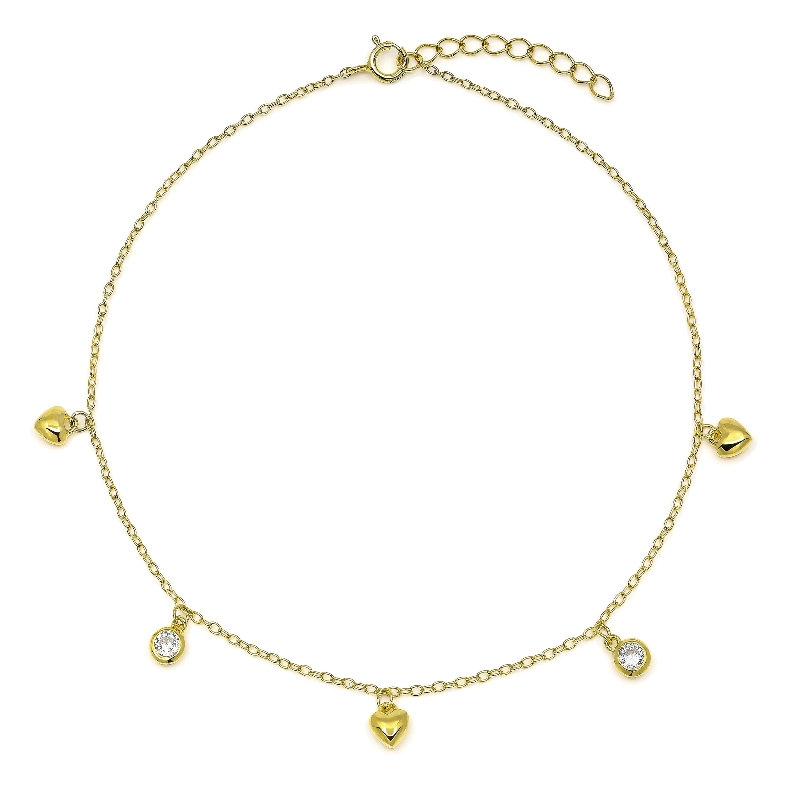 Brilliance Fine Jewelry Women's Simulated Diamond Anklet in 14KT Gold Plated Sterling Silver