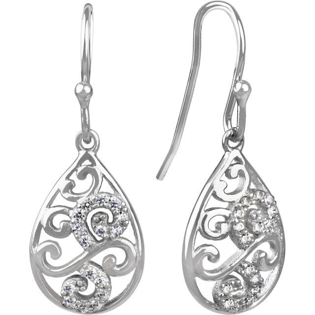 Brilliance Fine Jewelry Women's Simulated Diamond Filigree Teardrop