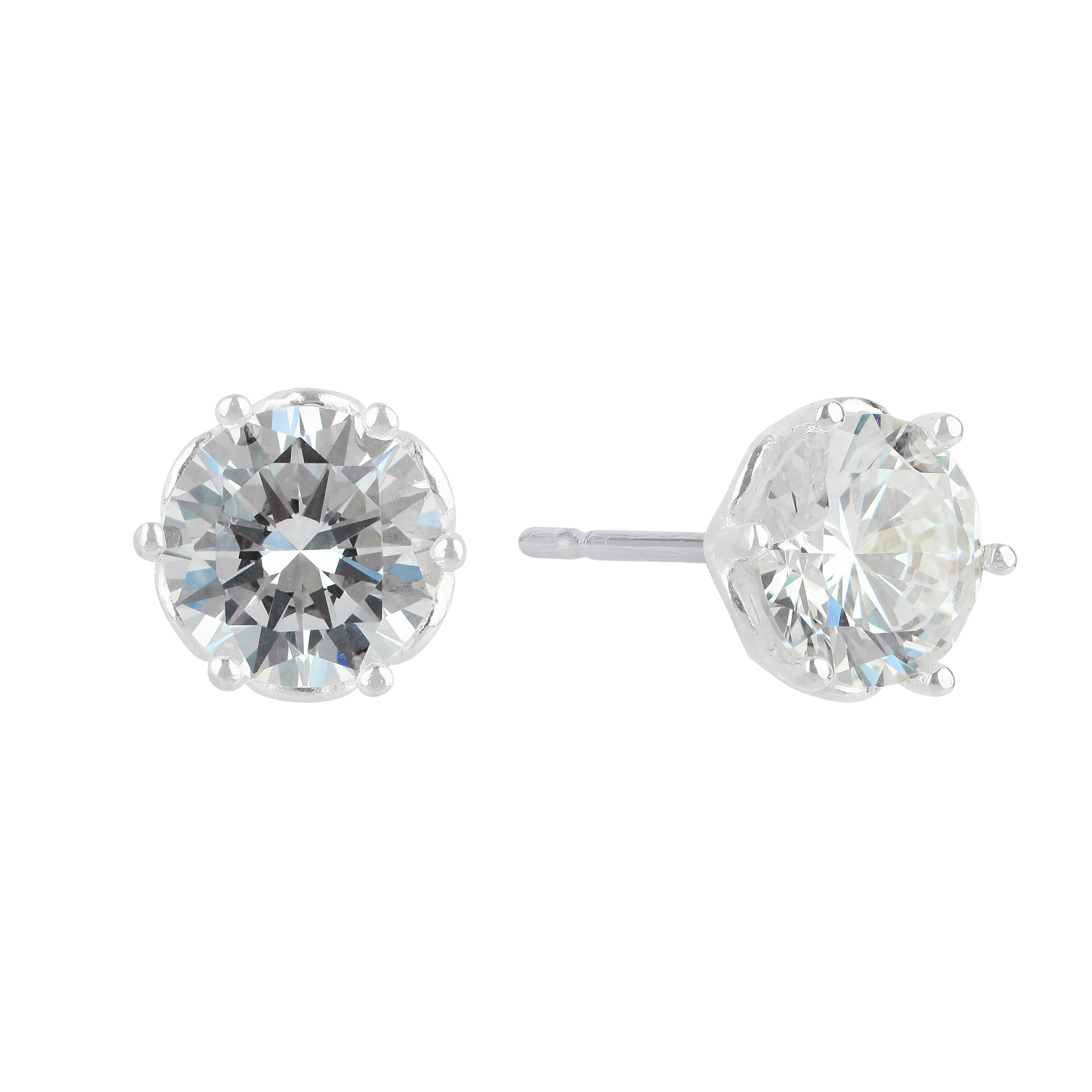 Brilliance Fine Jewelry Women's Simulated Diamond Flower Set Studs in Sterling Silver