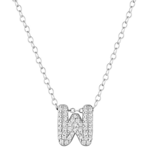 Brilliance Fine Jewelry Women's Simulated Diamond Initial Necklace in Sterling Silver