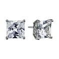 thumbnail image 1 of Brilliance Fine Jewelry Women's Simulated Diamond Square Stud Earrings in Sterling Silver 8MM, 1 of 3