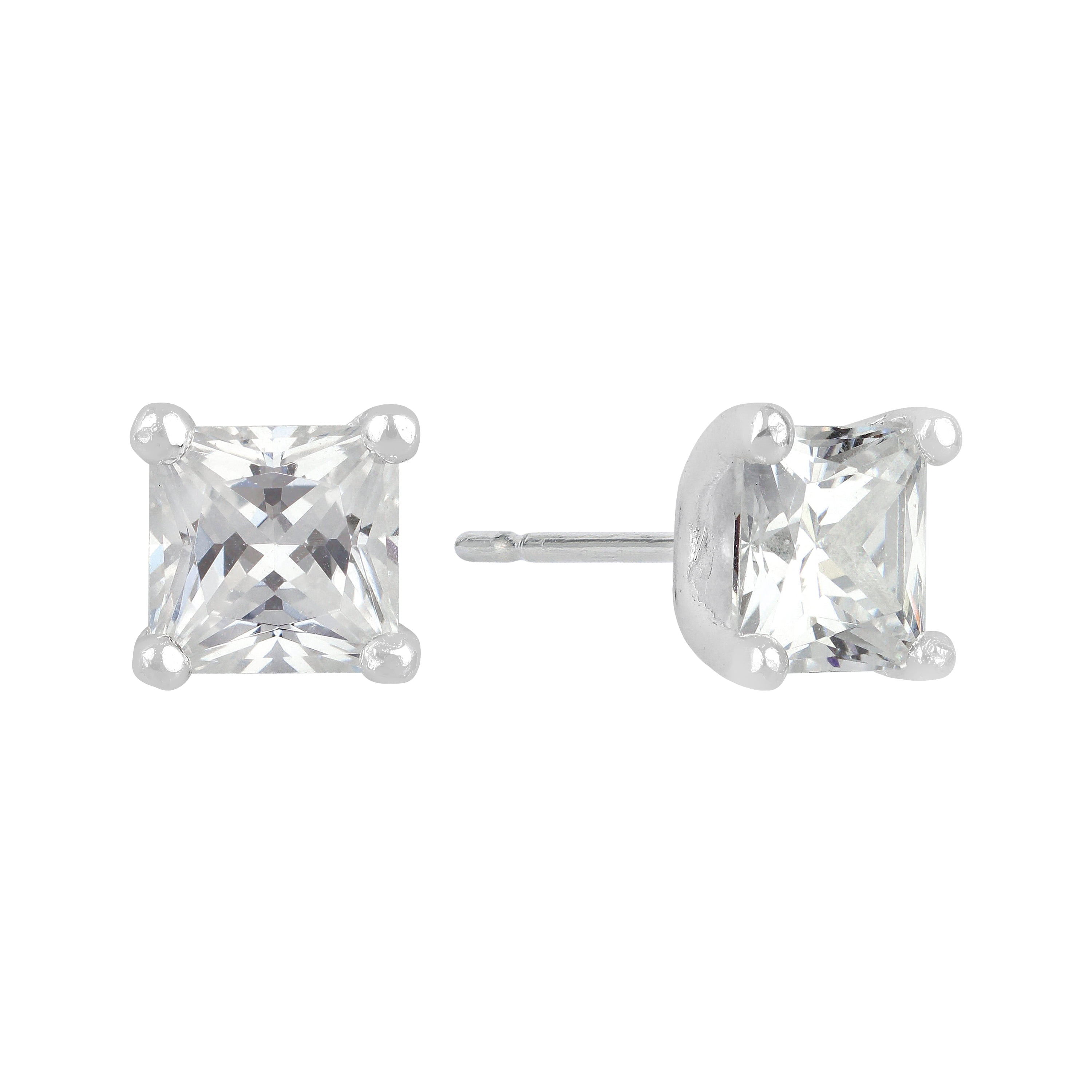 Brilliance Fine Jewelry Women's Simulated Diamond Stud Earrings in Sterling Silver